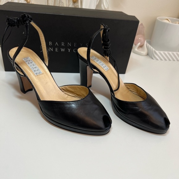 Barneys Newyork Open toe Leather wrap Ankle heel Shoes - Picture 5 of 16